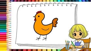How to easily draw a chicken | Step-by-step drawing and coloring | for kids and beginners