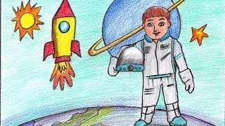 How to Draw an Astronaut in Space Scene Step by Step - very easy