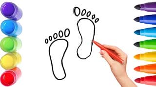How To Draw cute footprint Drawing, Painting & Coloring For Kids and Toddlers_ Child Art 🐋🌈🎨