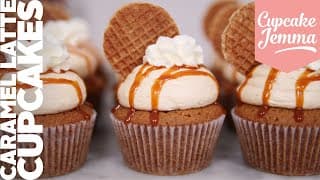 Caramel Latte Cupcake Recipe with mini stroopwafels | Cupcake Jemma