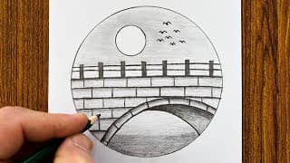 How to Draw Bridge, Easy Bridge Drawing, Easy Pencil Drawing Tutorials