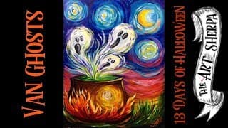 Van Ghosts Easy Acrylic painting step by step 13 days of Halloween | TheArtSherpa