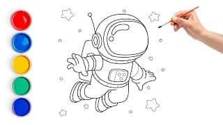 Astronaut Drawing for Kids 🚀 | Easy Step-by-Step Space Drawing Tutorial
