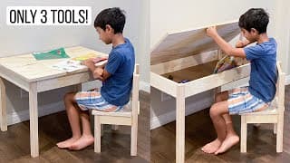 EASY DIY Kids Desk With Storage And Chair - Beginner-friendly 1-Day Project!