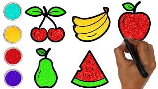 How to Draw Fruits - Easy Drawing and Coloring | Draw Cute Drawings for Kids