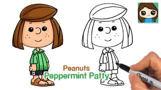 How to Draw Peppermint Patty Easy | Peanuts