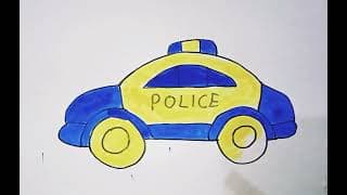 How to Draw cute and easy Police Car | Easy Drawing, Painting and Coloring for Kids & Toddlers