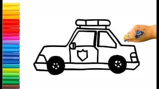 Let's Draw and Color a Police Car for Kids 🚓🎨 Easy Drawing Tutorial!