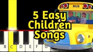 5 Easy Children Songs - Slow and Easy Piano Tutorial - Beginner