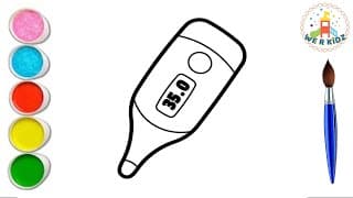 How to Draw Thermometer ||Digital Thermometer🌡️ ||Instrument for measuring temprature |Video 4 Kids
