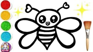 How To Draw A Bee 🐝 For Kids Step By Step | Painting And Colouring For Kids And Toddlers