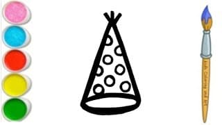 How to draw an easy Party hat step by step for kids beginners and toddlers @Kidscolouringandart
