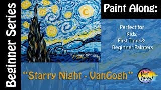 Easy Step by Step Painting - Starry Night - Van Gogh🎨✨ Simple for kids and adults to follow