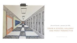 Draw One Point Perspective // School Hallway // Art Lessons + Projects for Kids