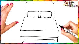 How To Draw A Bed Step By Step 🛏️ Bed Drawing Easy