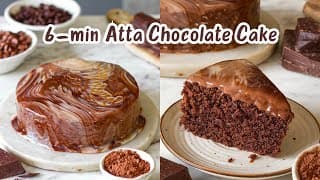 *6 MINUTE* EGGLESS ATTA CHOCOLATE CAKE | HOW TO MAKE WHOLEWHEAT CAKE RECIPE