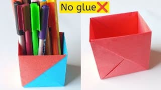 DIY strong pen stand|How to make pen stand with paper|No glue paper craft|Sturdy paper pen holder